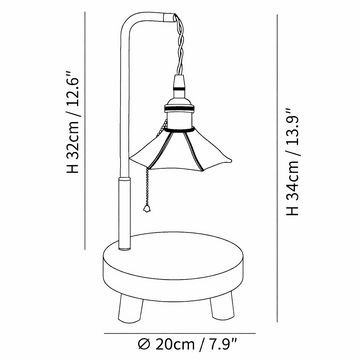 Luminária de Mesa Cordero em Madeira — Dimension drawings 1