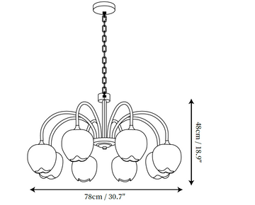 Tulip Matcha Chandelier — Dimension drawings 3