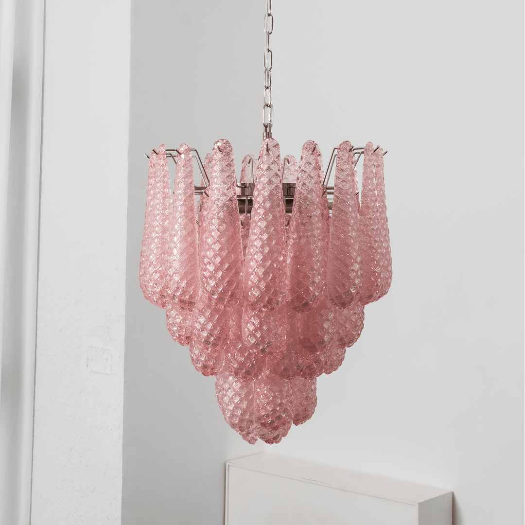 Pink Glass Droplet Chandelier - Vakkerlight