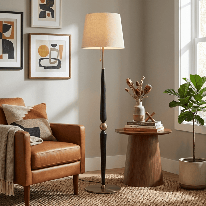 Solenne Sculpted Wood Floor Lamp - Vakkerlight