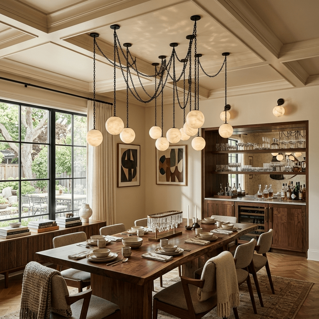 ndustrial Alabaster Orb Chain Chandelier - Vakkerlight