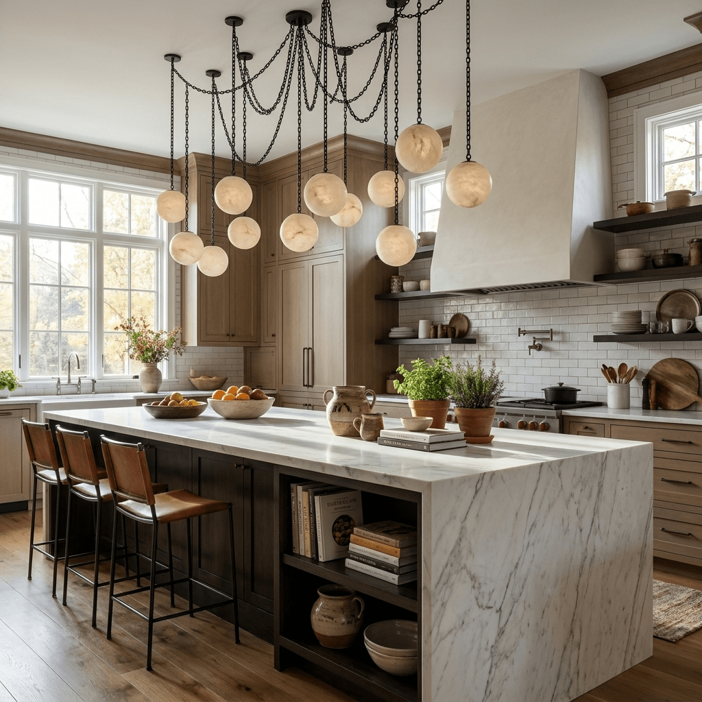 ndustrial Alabaster Orb Chain Chandelier - Vakkerlight