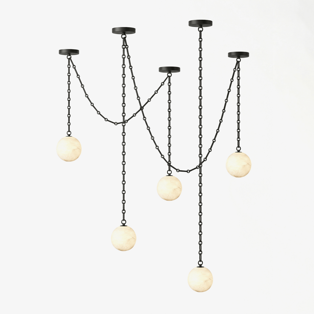 ndustrial Alabaster Orb Chain Chandelier - Vakkerlight