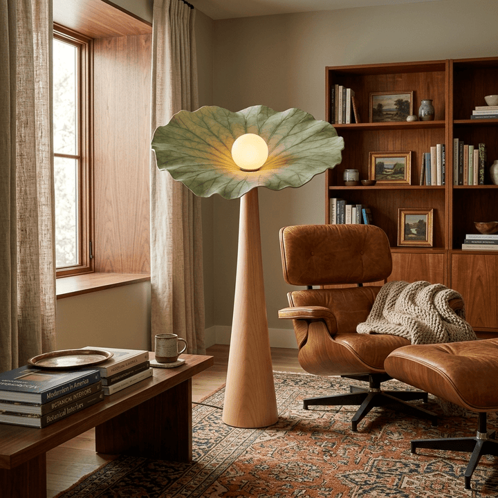 Lotus Veil Woodgrain Floor Lamp - Vakkerlight