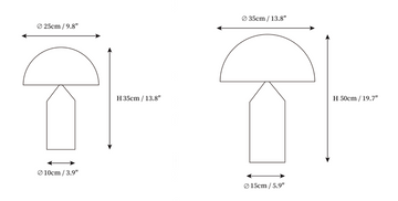 Dorsey Brass Mushroom Table Lamp — Dimension drawings 1