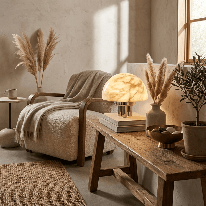 Mira Alabaster Mushroom Table Lamp - Vakkerlight