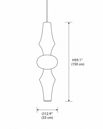 Washi Paper E Pendant Light — Dimension drawings 1