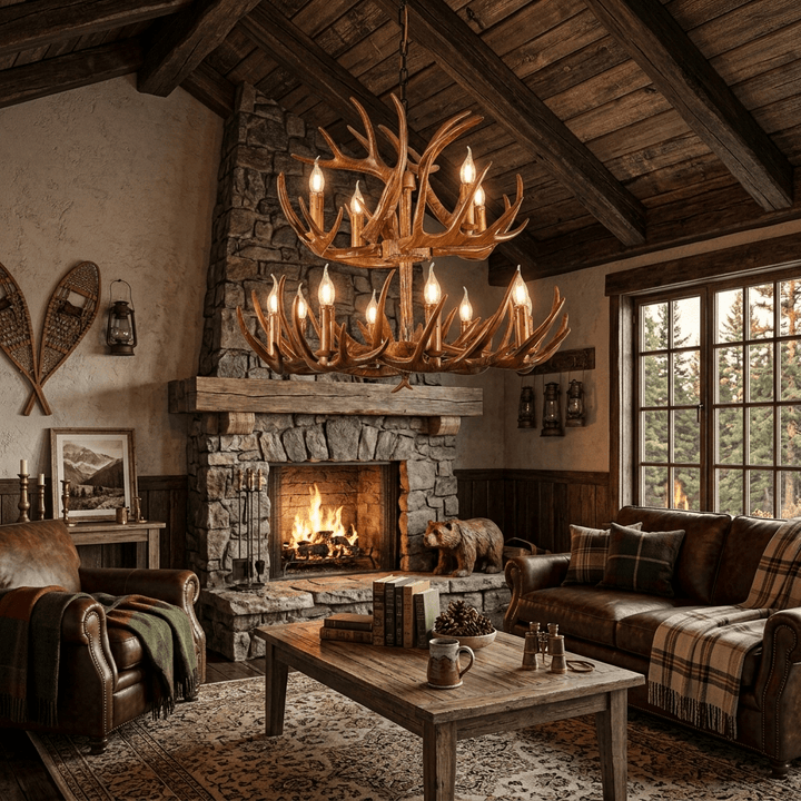 Rustic Antler Lodge Chandelier - Vakkerlight