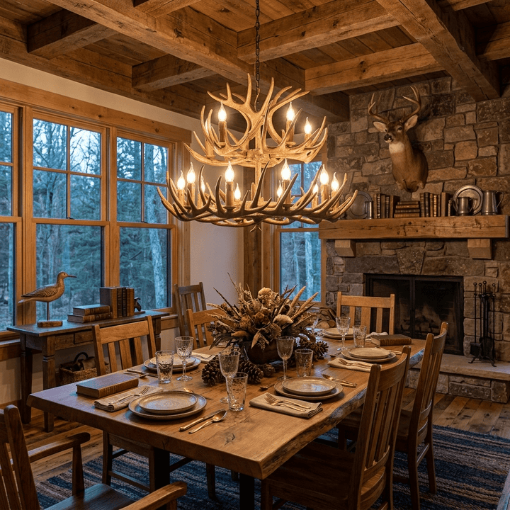 Rustic Antler Lodge Chandelier - Vakkerlight