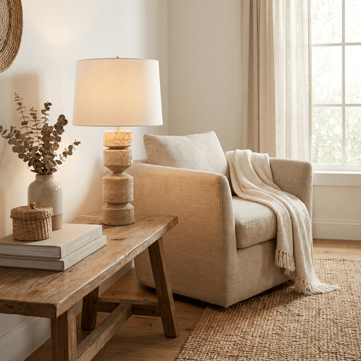 Geometric Travertine Table Lamp - Vakkerlight