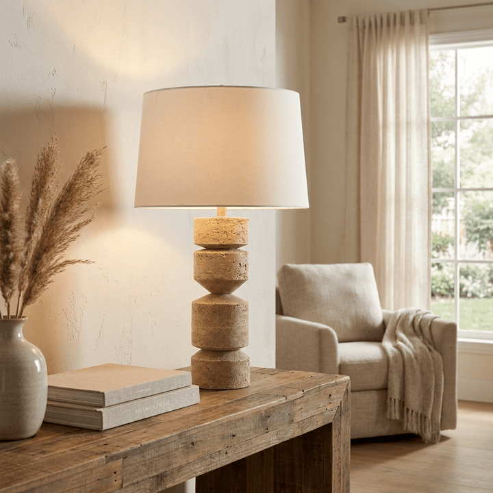 Geometric Travertine Table Lamp - Vakkerlight