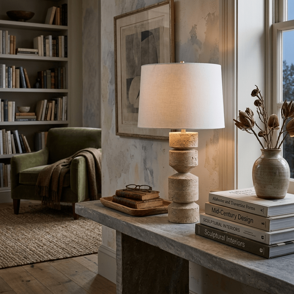 Geometric Travertine Table Lamp - Vakkerlight