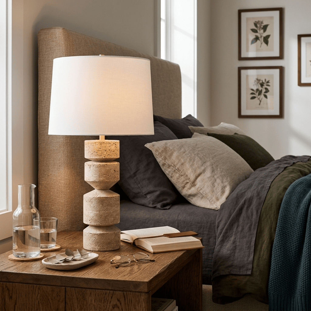 Geometric Travertine Table Lamp - Vakkerlight