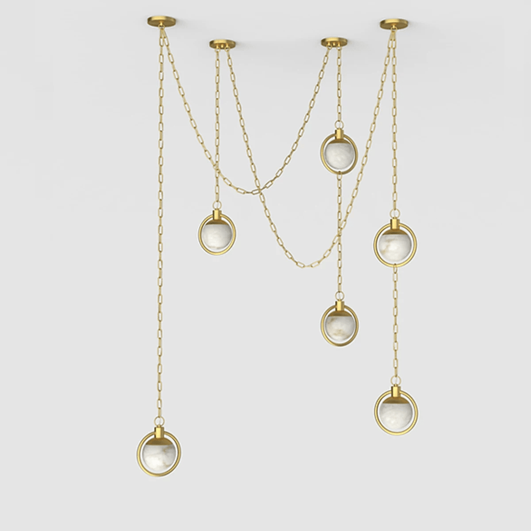 Alabaster Orb Swag Chain Pendant Lamp - Vakkerlight
