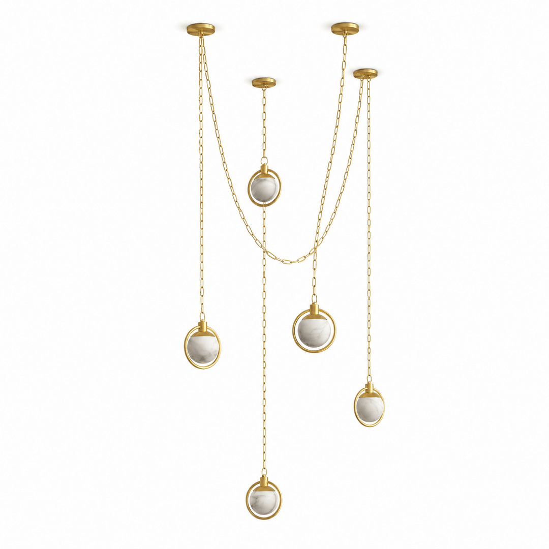Alabaster Orb Swag Chain Pendant Lamp - Vakkerlight