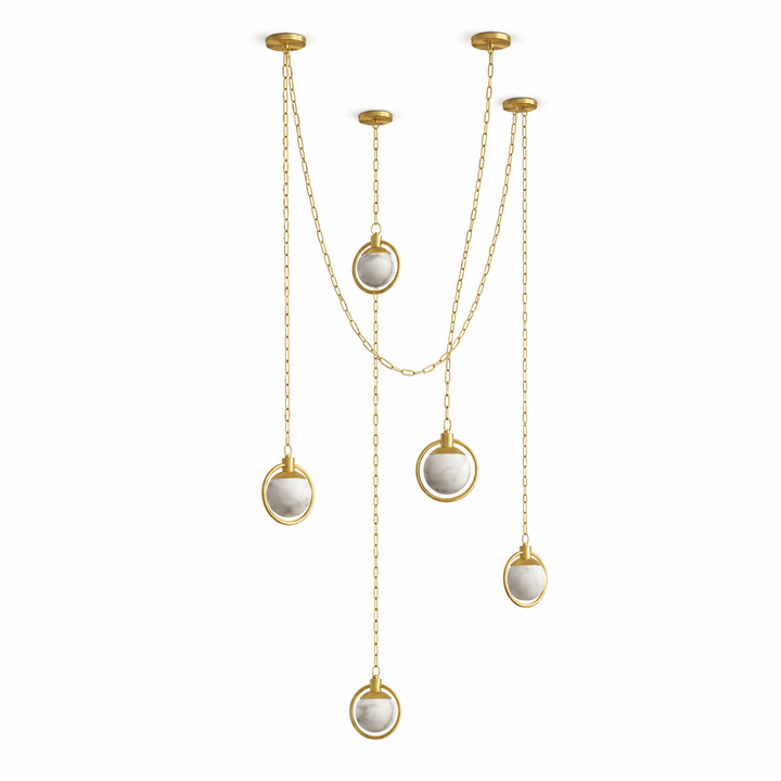 Alabaster Orb Swag Chain Pendant Lamp - Vakkerlight