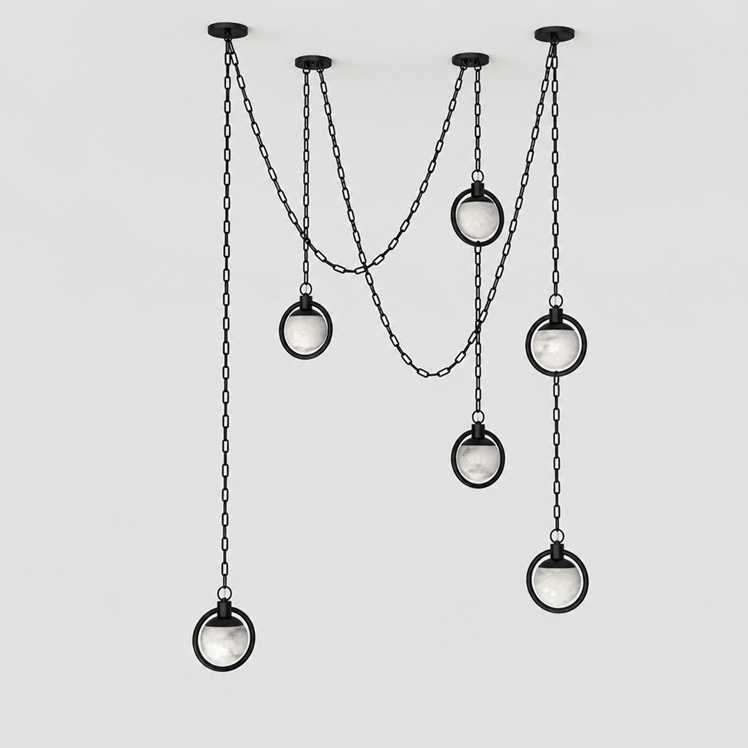 Alabaster Orb Swag Chain Pendant Lamp - Vakkerlight