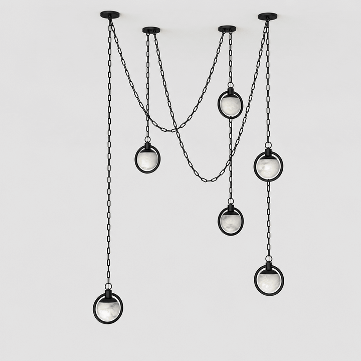 Alabaster Orb Swag Chain Pendant Lamp - Vakkerlight