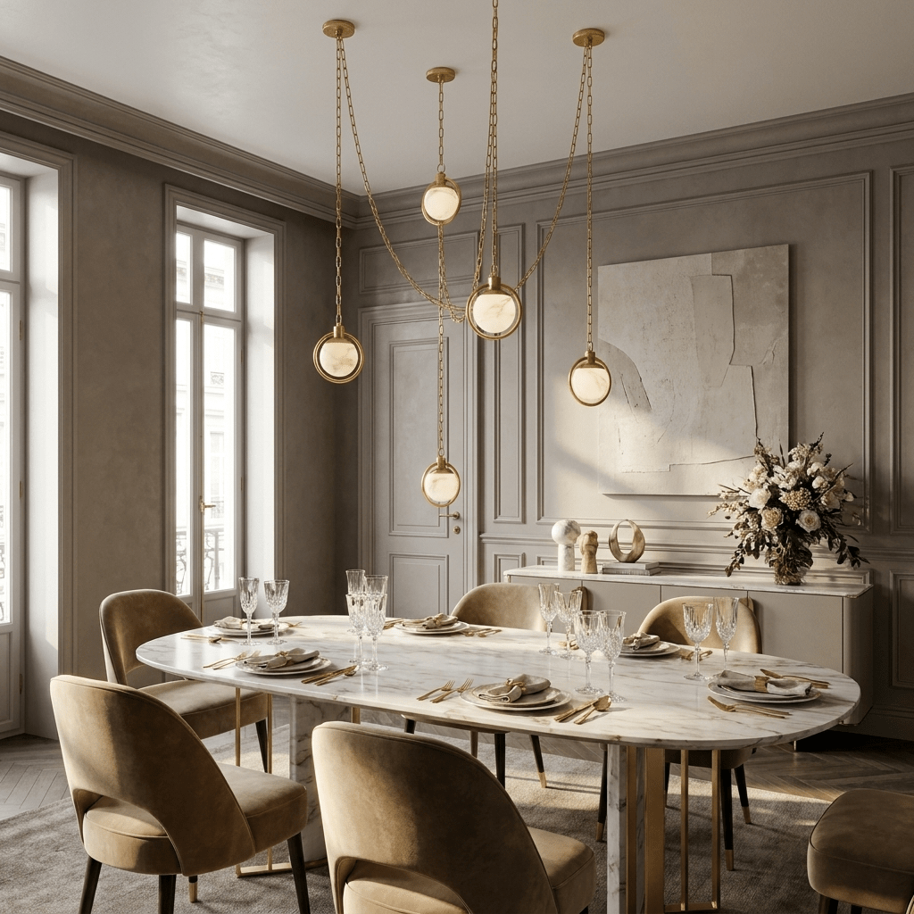 Alabaster Orb Swag Chain Pendant Lamp - Vakkerlight
