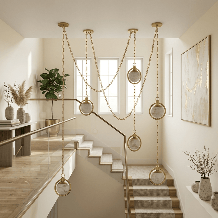 Alabaster Orb Swag Chain Pendant Lamp - Vakkerlight