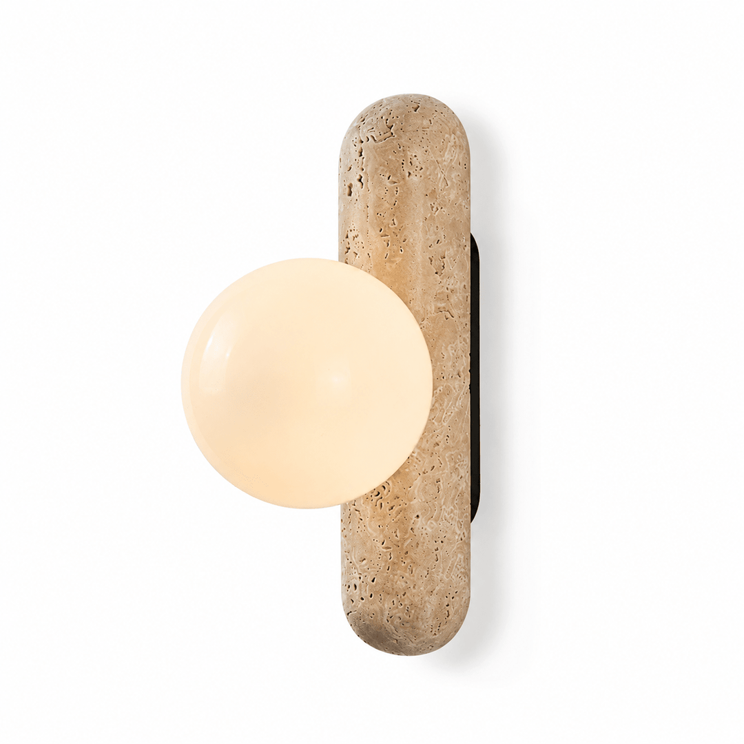 Travertine Column Globe Wall Sconce - Vakkerlight