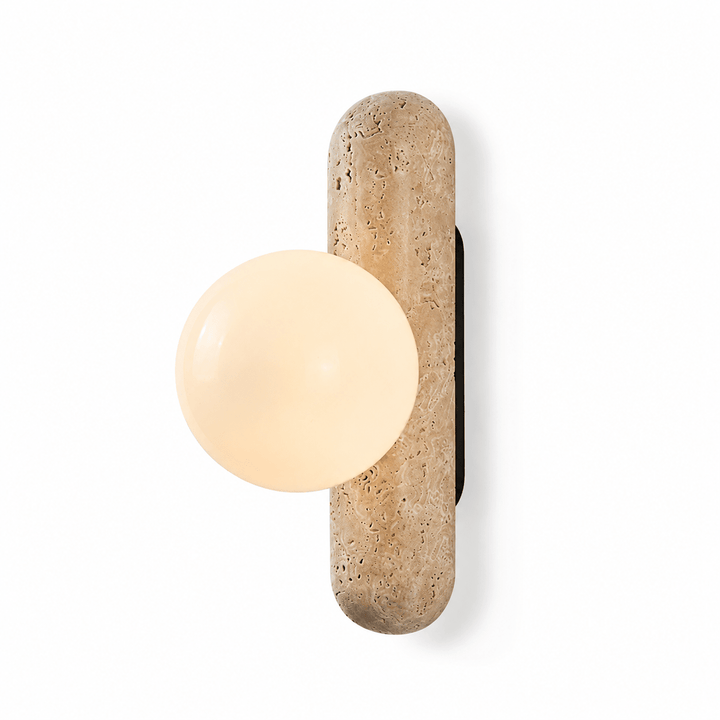 Travertine Column Globe Wall Sconce - Vakkerlight