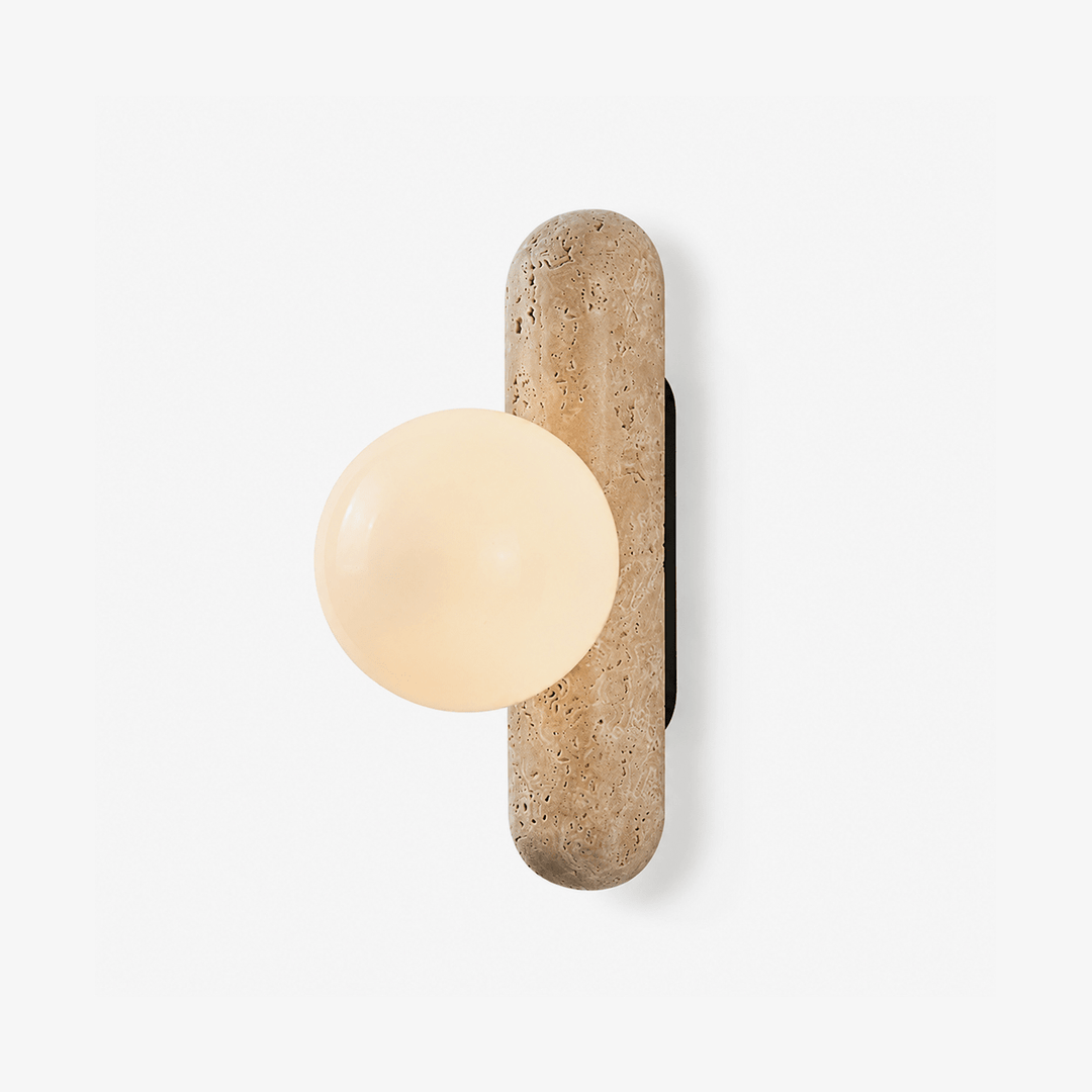 Travertine Column Globe Wall Sconce - Vakkerlight