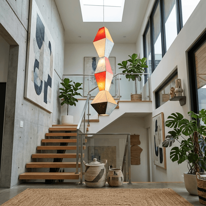 Stacked Geometric Rice Paper Pendant Lamp - Vakkerlight