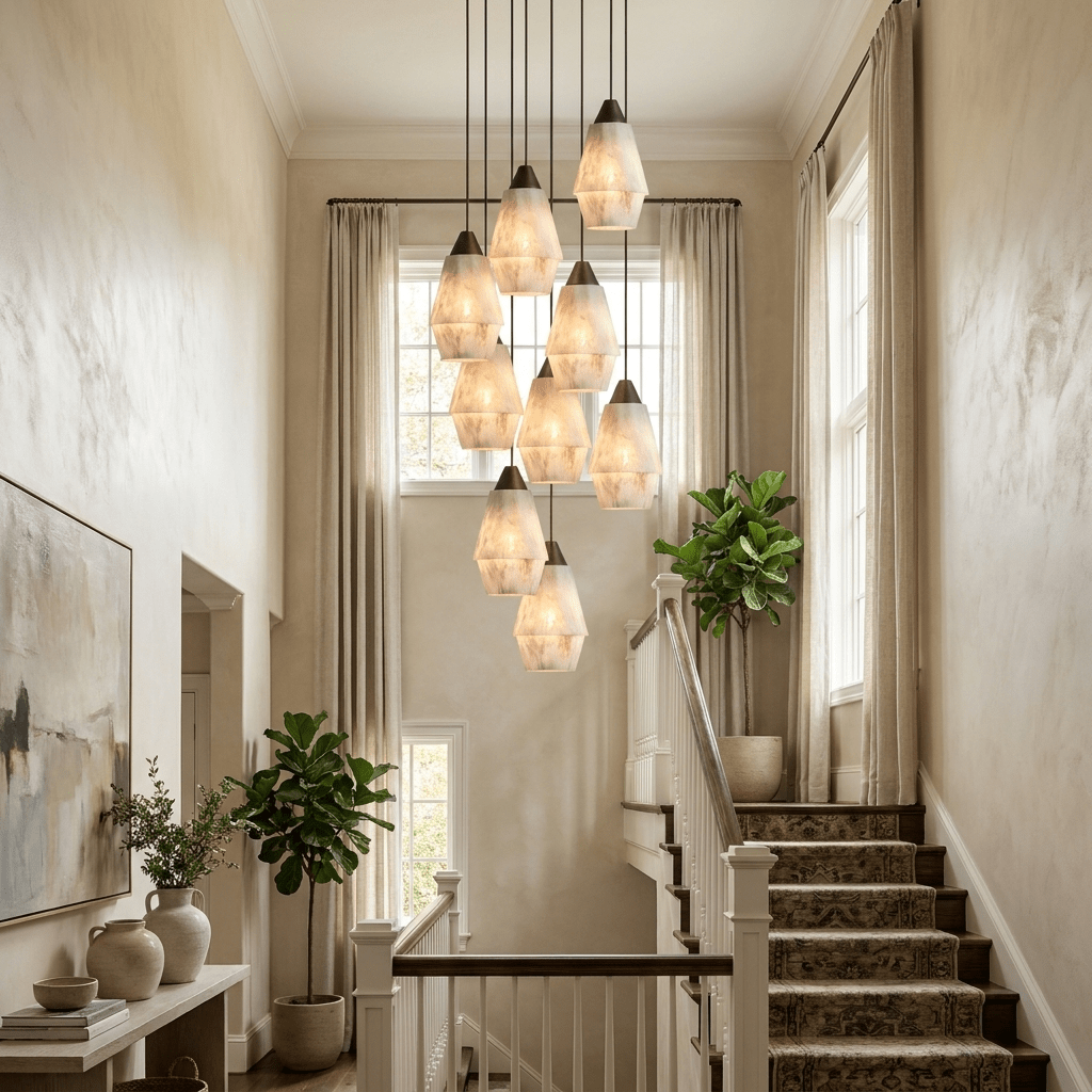 Faceted Alabaster Cluster Chandelier - Vakkerlight