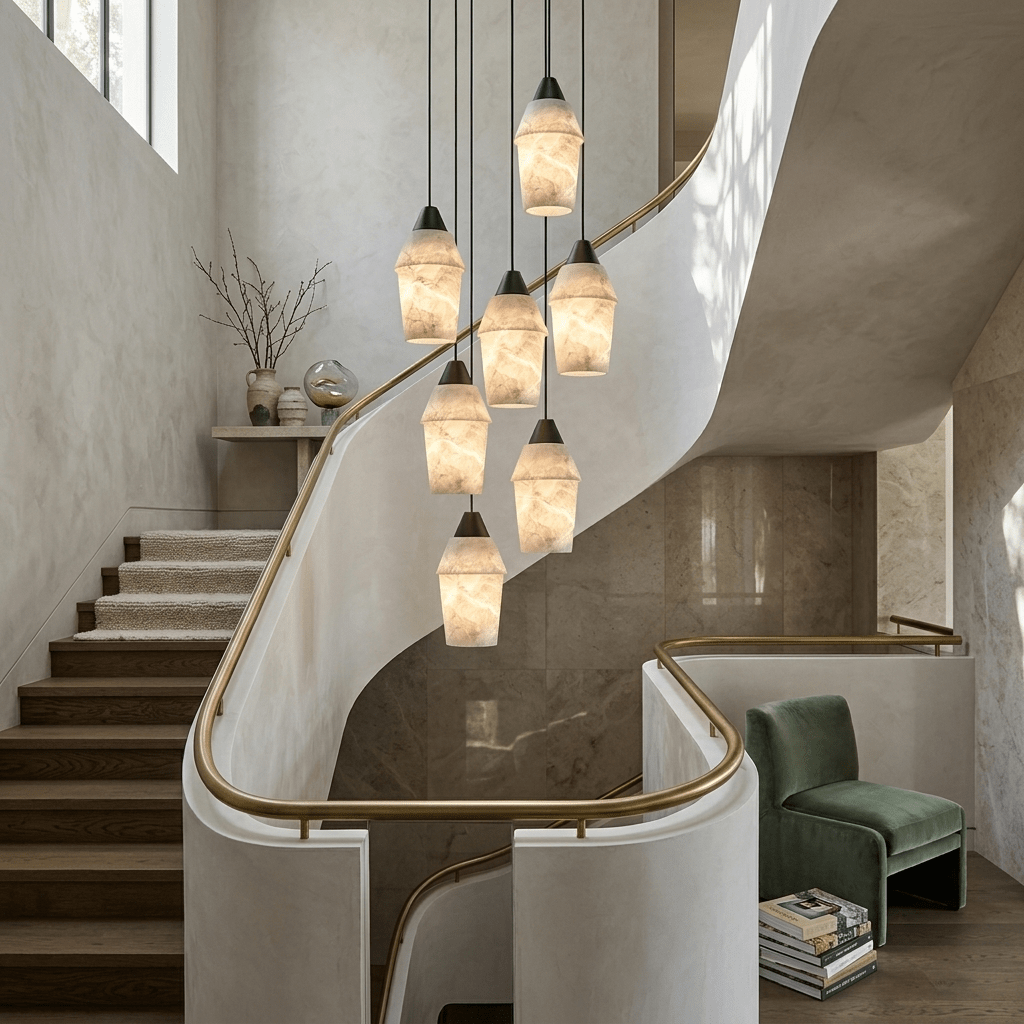 Spindle Alabaster Cluster Chandelier - Vakkerlight