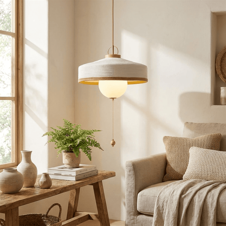Woven Drum Globe Pendant Lamp - Vakkerlight