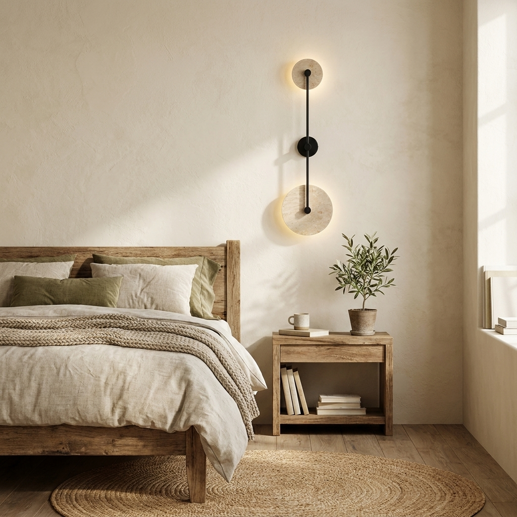 Dual Disc Travertine Wall Sconce