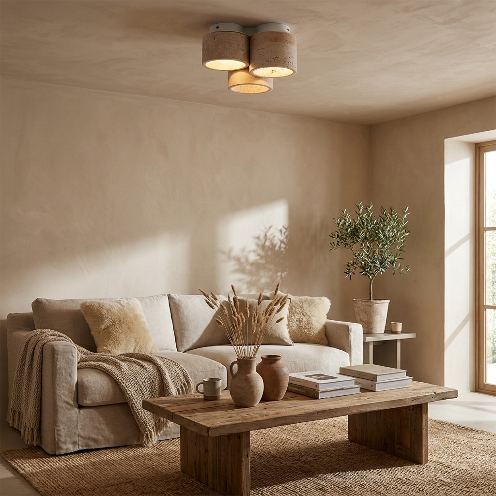 Trio Travertine Ceiling Light