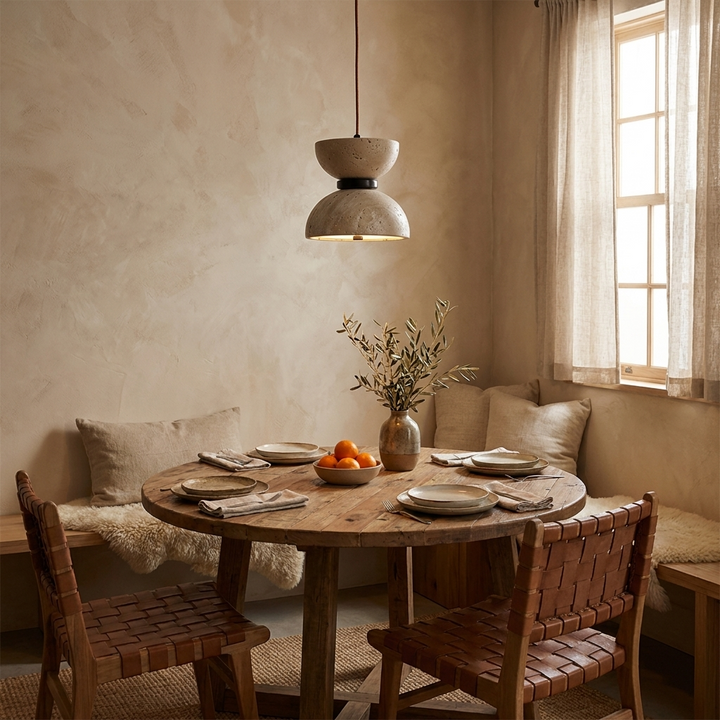 Hourglass Travertine Pendant Lamp