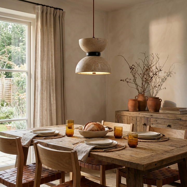 Hourglass Travertine Pendant Lamp