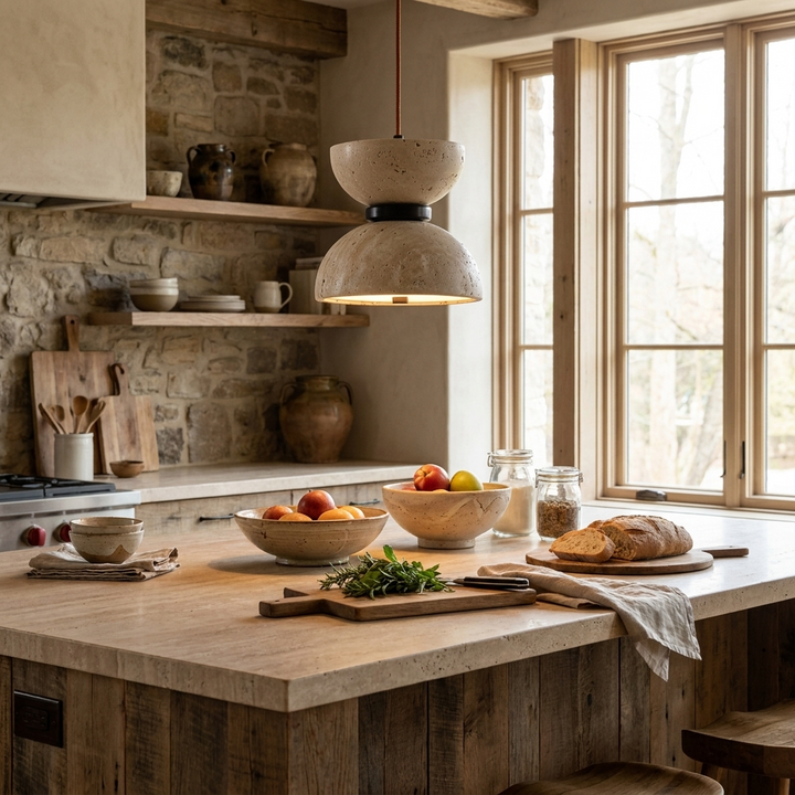 Hourglass Travertine Pendant Lamp