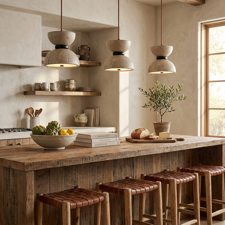 Hourglass Travertine Pendant Lamp