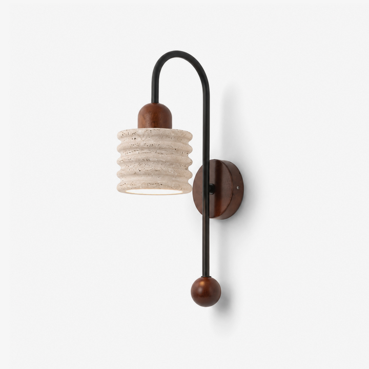 Ribbed Travertine Arc Sconce