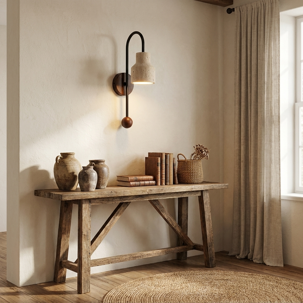 Bell Travertine Arc Sconce
