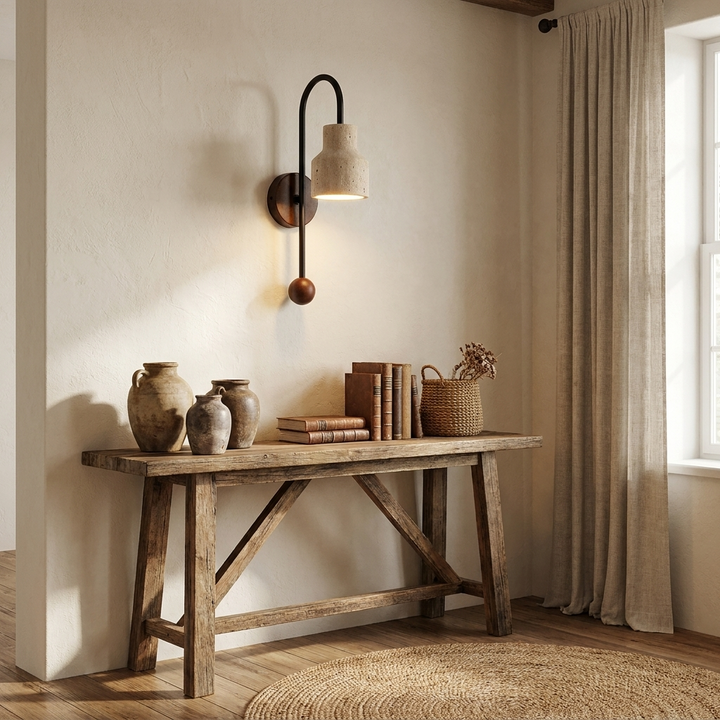 Bell Travertine Arc Sconce
