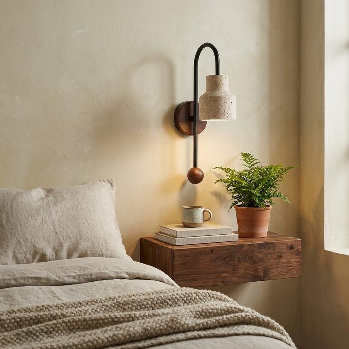 Bell Travertine Arc Sconce
