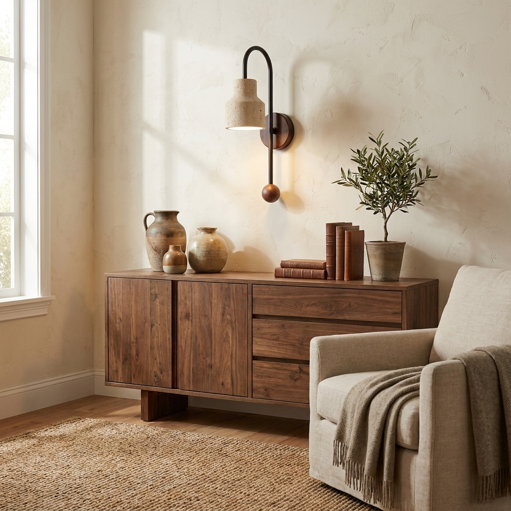 Bell Travertine Arc Sconce