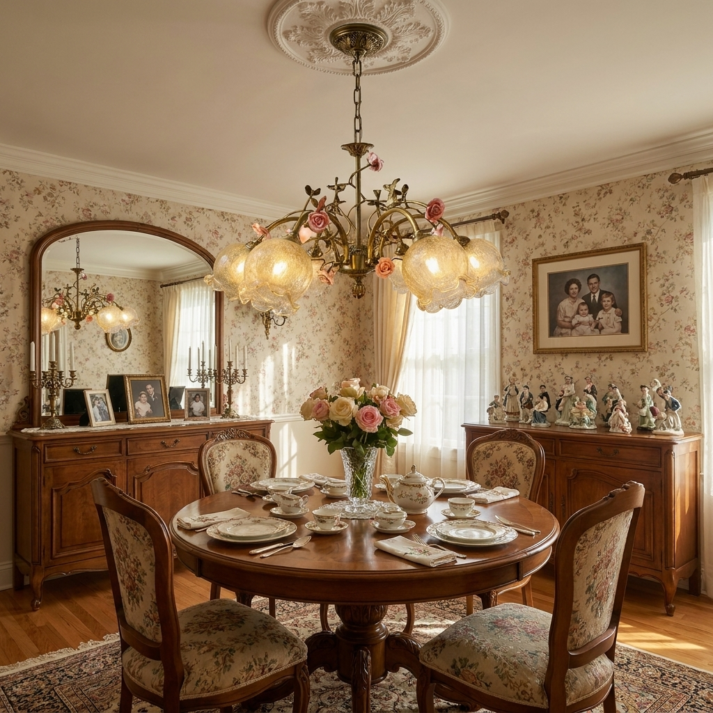 Antique Brass Rose Chandelier