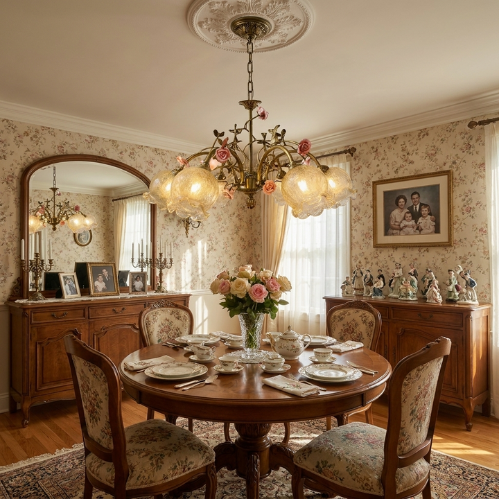 Antique Brass Rose Chandelier