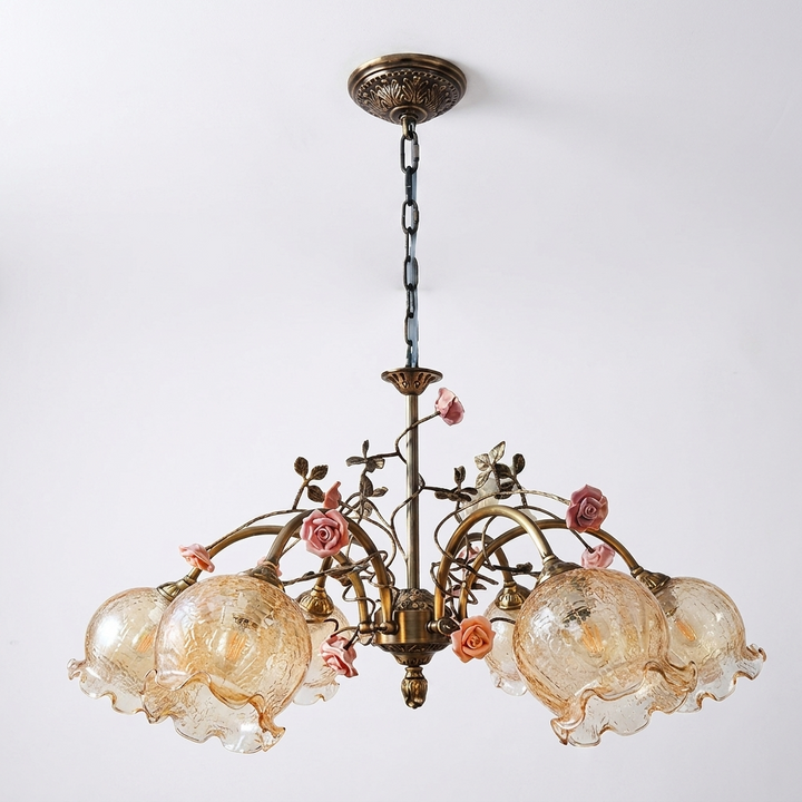 Antique Brass Rose Chandelier