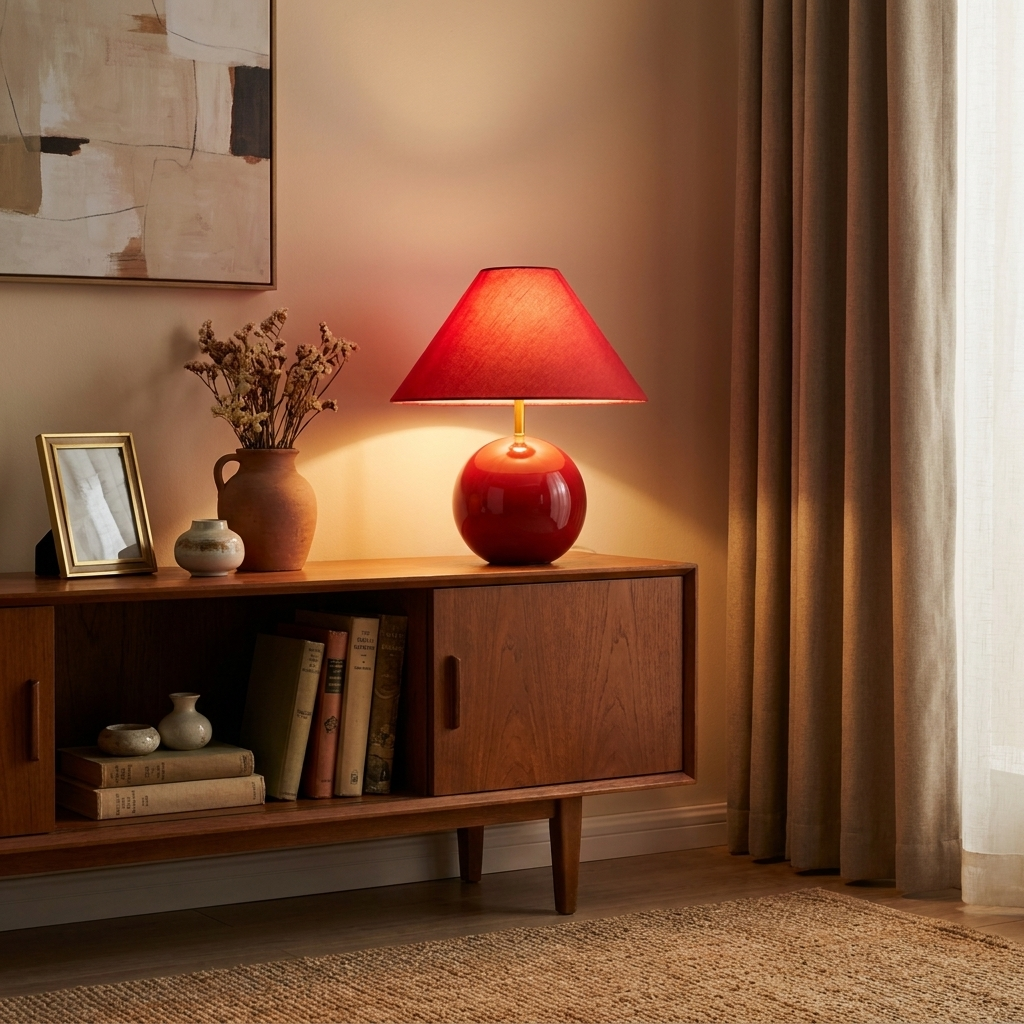Cinabra Red Ceramic Table Lamp