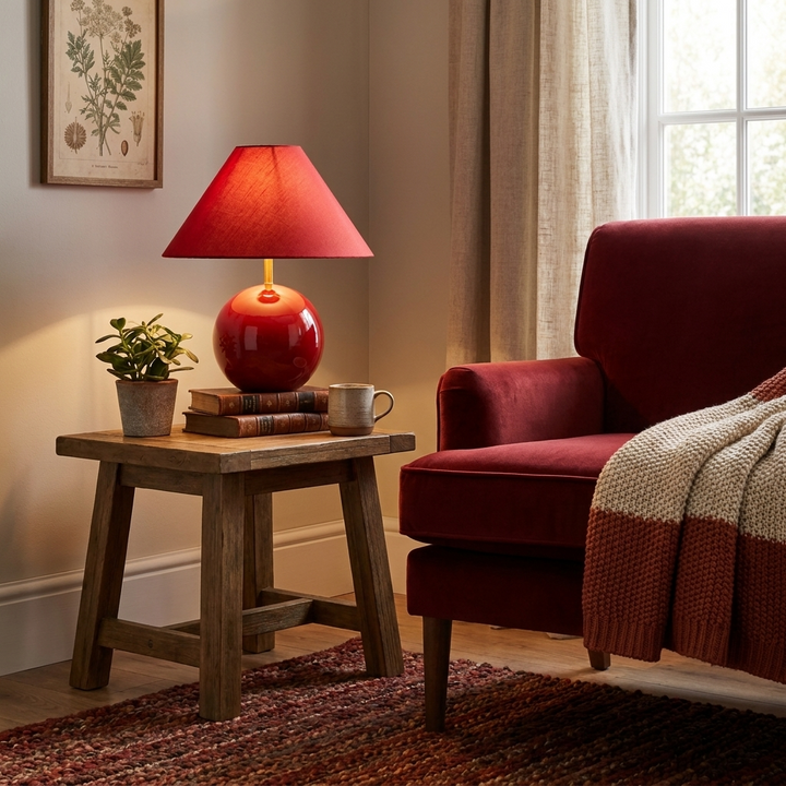 Cinabra Red Ceramic Table Lamp
