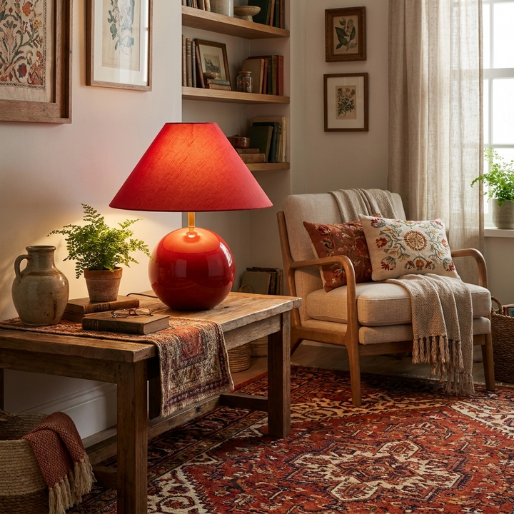 Cinabra Red Ceramic Table Lamp