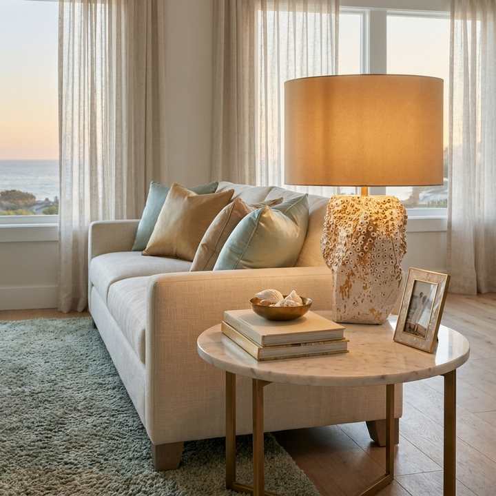 Ostreya Coral-Texture Ceramic Table Lamp