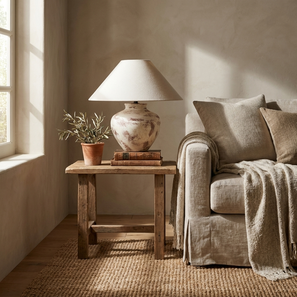 Calcina Whitewashed Ceramic Table Lamp